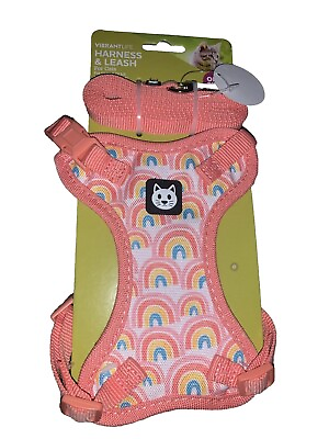 #ad Vibrant Life Cat Harness Rainbow Print Pink Peach One Size Cats 5 10lbs. Harness $12.25
