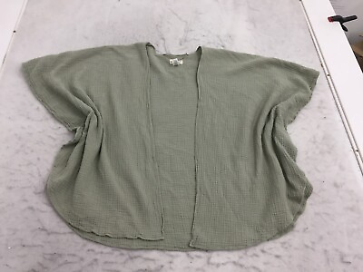 #ad Universal Thread Cardigan Top Womens One Size Green Short Sleeve Open Front $4.50