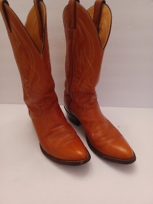 #ad Justin Mens Brown Leather Western Cowboy Boots Style 1632 USA Size 9.5 D USED $79.99
