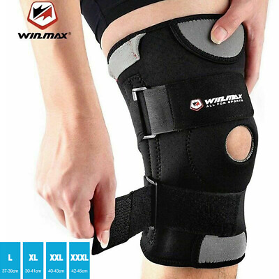 #ad Knee Brace Hinged Compression Sleeve Joint Support Open Patella Stabilizer Wrap $23.49