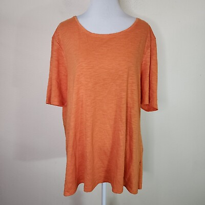 #ad Chico#x27;s Women#x27;s Orange Short Sleeve Ultimate Tee Modal Blend Size Orange 3 XL $8.00