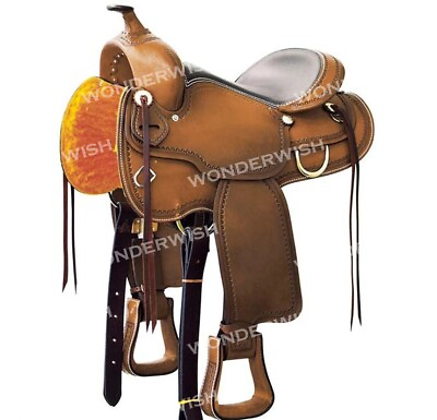 #ad Classic Brown Design Western Leather Barrel Horse Saddle Set Sizes 10quot; 18quot; $487.34