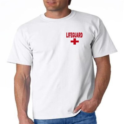 #ad LIFEGUARD Shirt RED PRINT T Shirt CREST with CROSS FREE SHIPPING NEW $10.95
