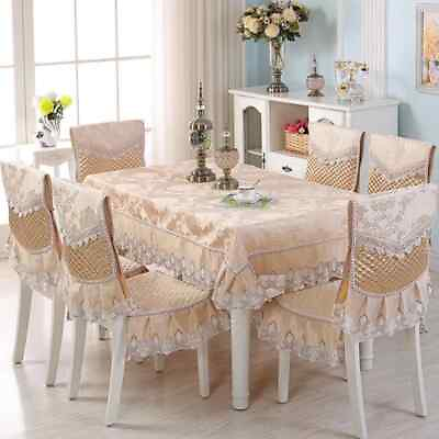 #ad 13 pcs set Rectangular Table Cloth Set with Chair Cover Tablecloth Wedding Decor $231.84