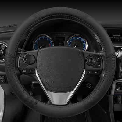 Motor Trend Premium Perforated PU Leather Steering Wheel for Car Suvs Vans Black $17.88