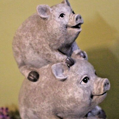 #ad Pile of Pigs Garden Statue Door Stop Indoor Outdoor Resin 10 inch $39.99