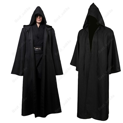 #ad Mens Hooded Robe Full Length Adult Kids Jedi Cloak Sith Knight Cosplay Costume $14.99