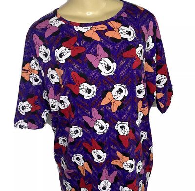 #ad Lularoe Disney Irma Tunic Shirt Top Minnie Mouse In Orange Red Purple Sz XS NWT $16.99