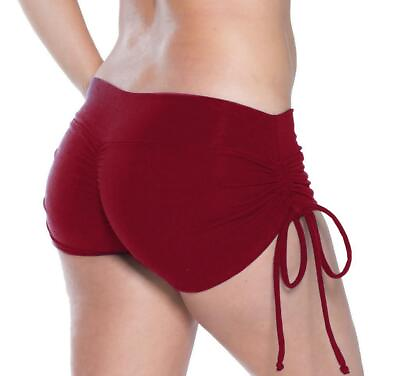 #ad Poly Cotton Yoga Fitness Scrunch butt Short Burgandy $32.99