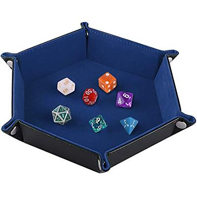 #ad SIQUK Double Sided Dice Tray Folding Hexagon PU Leather and Velvet Dice Hold... $11.85