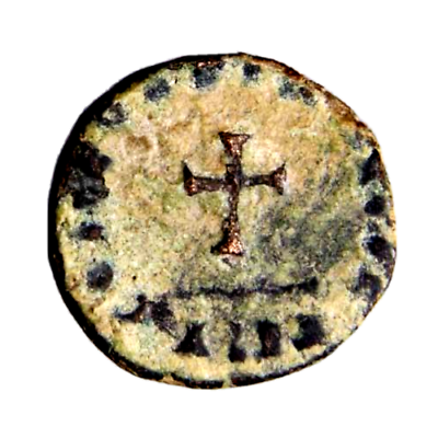 #ad RARE Christian Cross Theodosius II Æ Minimu De Minimus TINY Coin Roman Coin wCOA $82.17