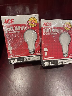 #ad incandescent light bulbs 100 watt soft white Ace Two 4 packs 8 Bulbs $17.50