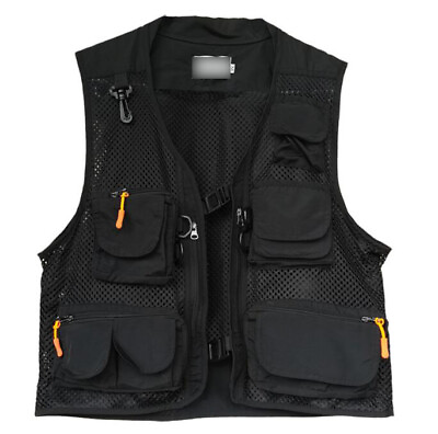 #ad New Summer Men#x27;s Fishing Photography Vest Pocket Tops Sleeveness Coats Mesh gift $25.56