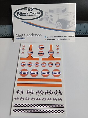 #ad 1 64 for hot wheels waterslide decals gulf oil MADE IN THE USA $4.50