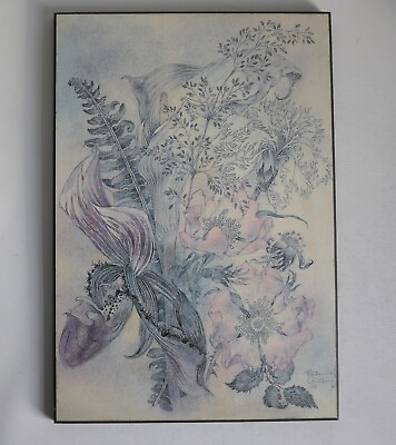 #ad Vintage Verkerke Wood Block Flowers by Sulamith Wulfing Art Print GBP 39.99