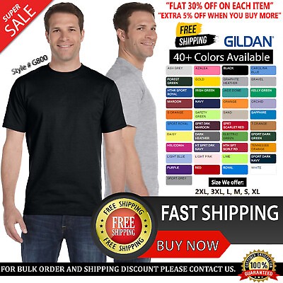 #ad Gildan Mens 50 50 USA Cotton Polyester Plain Short Sleeves T Shirt G800 S 3XL $9.96