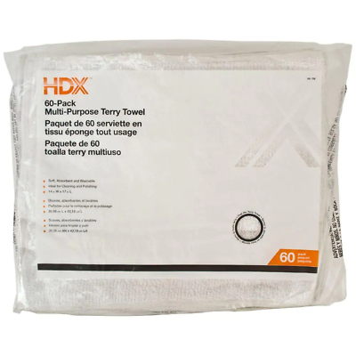 #ad HDX Multi Purpose Terry Towel Cleaning Dusting Wiping Cloth Home Shop 60 Pack $40.17