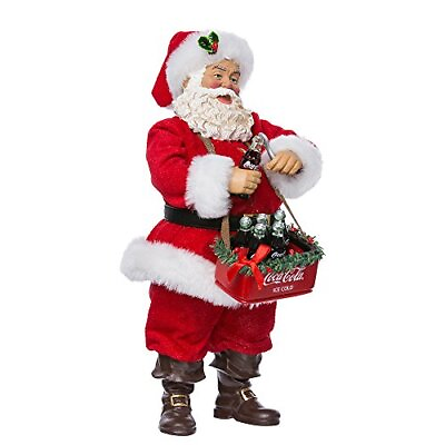 #ad Coca Cola Santa Opening Coke Bottle Fabriche Christmas Figurine 10 Inch CC5161 $66.09