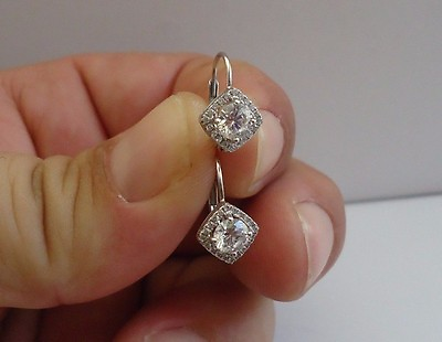 #ad 925 STERLING SILVER ROUND STONE HALO EARRINGS 1.50 CT LAB SIMULATED DIAMONDS $38.48