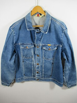 #ad Vintage 80s Rustler Denim Jacket Men 2XL Blue Trucker Jean Made in USA $39.99