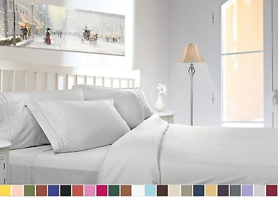 #ad 1800 COLLECTION DEEP POCKET 4 PIECE BED SHEET SET 26 COLORS ALL SIZES AVAILABLE $27.49