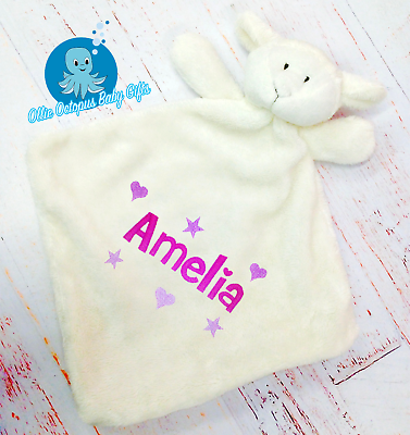 #ad Personalised baby comforter blanket newborn gift baby name lamb comforter GBP 10.20