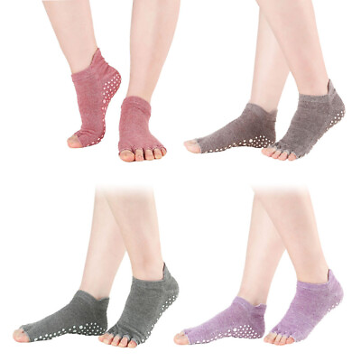 #ad 4 Pair Barre Sports Socks Barre Ballet Toeless Socks Grip Pilates Socks $17.88