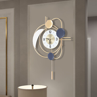 #ad Automatic Wall Clock Swing Silent Mordern Quartz Pendulum Hanging Home Art Clock $55.87