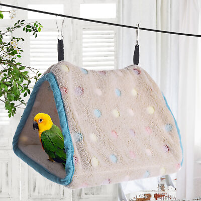 #ad Winter Warm Bird Plush Nest House Parrot Hanging Hammock Shed Hut Finch Cage $14.99