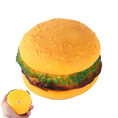#ad Cute Hamburger Dog Toy Chewing Toy Bite Resistant Squeaky Dog Teeth Cleaning Toy $8.45