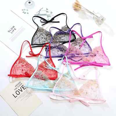 #ad Women#x27;s Sexy Lingerie Bra Nightwear Sleepwear See Through Sheer Strappy Bralette $6.53