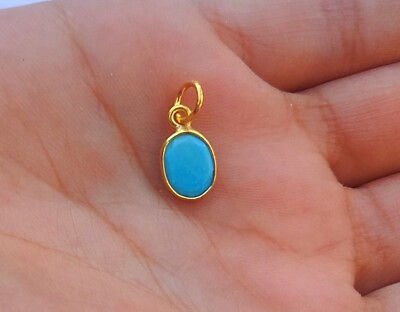#ad Natural Turquoise Gold Pendant 18k Yellow Gold Necklace Handmade Gold Charm $59.99