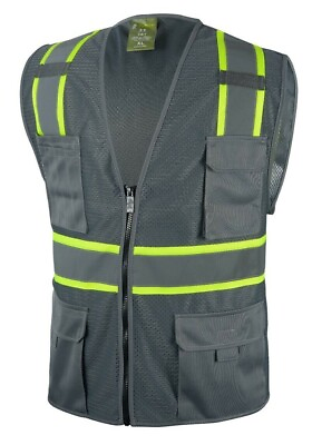 Grey Two Tones Safety Vest With Multi Pocket Tool $9.99