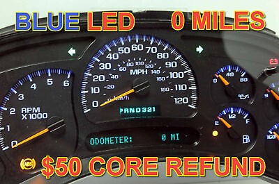 #ad 03 04 2003 2004 REBUILT PROGRAMMED GM TRUCK BLUE LED COMPLETE DASH CLUSTER $270.00