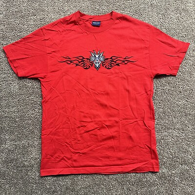 #ad Vintage 90s Y2K Sideout Dragon Tribal tribal print t shirt Red JNCO Style Large $24.99