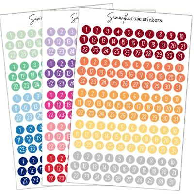 #ad Colorful Circle Date Sticker Bundle Numbered Dot Planner Stickers Approx. 0.3... $17.99