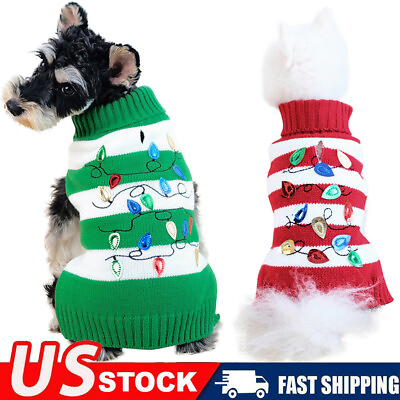 #ad Christmas Winter Warm Pet Sweater Jacket Coat Small Puppy Dog Cat Jumper Clothes $10.63