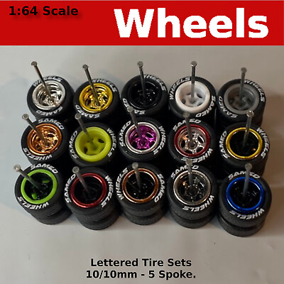 #ad Lettered 10 10mm 5 spoke Real Riders Sets for 1 64 Scale for Hot Wheels $3.89