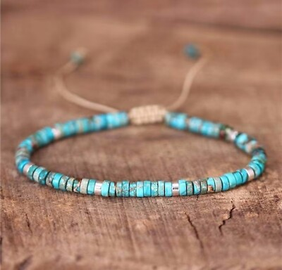 #ad Blue Turquoise 4mm Beads Healing Protection Dainty Minimalist Bracelet Gifts $11.98