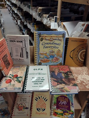 #ad Lot of 5 RANDOM Assorted Mixed Regional Spiral Cookbooks Vintage Contemporary $12.95