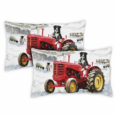 #ad Toland Tractor Dog 12 x 19 Inch Outdoor Pillow Case 2 Pack $12.98