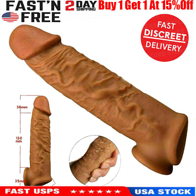 #ad 6.5quot;Male Cock Girth Enlarger Enhancer Penis Extension Extender Sheath Sleeve $8.98