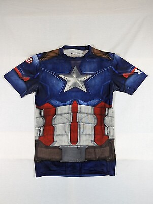 #ad Under Armour Captain America Shirt Mens Large Civil War Compression Heat Gear $44.99