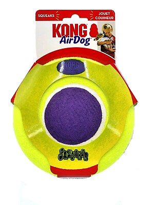 #ad KONG AirDog Saucer Medium Large Squeaky Tennis Ball Material Dog Fetch Toy 6.5quot; $15.89