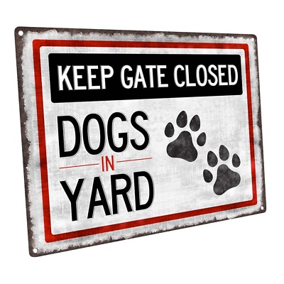 #ad Dogs in Yard Metal Sign; Wall Decor for Porch Patio or Deck $109.99