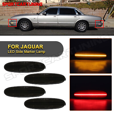 #ad For 98 03 Jaguar XJ8 XJR Vanden Plas LED Front Rear Side Marker Light Smoked 4PC $59.39