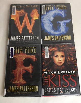 #ad Lot of 4 Witch and Wizard Series Books 1 4 by James Patterson Kiss Gift Fire HC $14.99