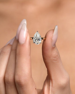 #ad Diamond Engagement Ring VS1 F Pear 4 Carat Lab Created IGI Certified Sparkling $2667.50