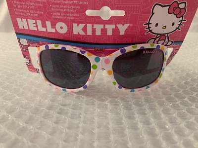 #ad NEW Girls kids HELLO KITTY white with multi colored polka dots Sunglasses $4.70