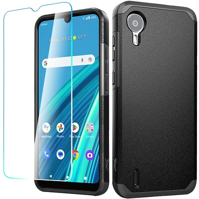 #ad For Cricket Debut S2 Atamp;t Calypso 4 Tough Hybrid Case Cover Tempered Glass $9.99